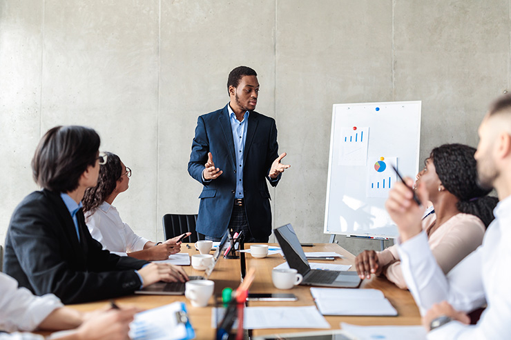 Man presenting in the meeting